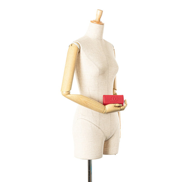 シャネル ココマーク カードケース レッド キャビアスキン レディース CHANEL 【中古】