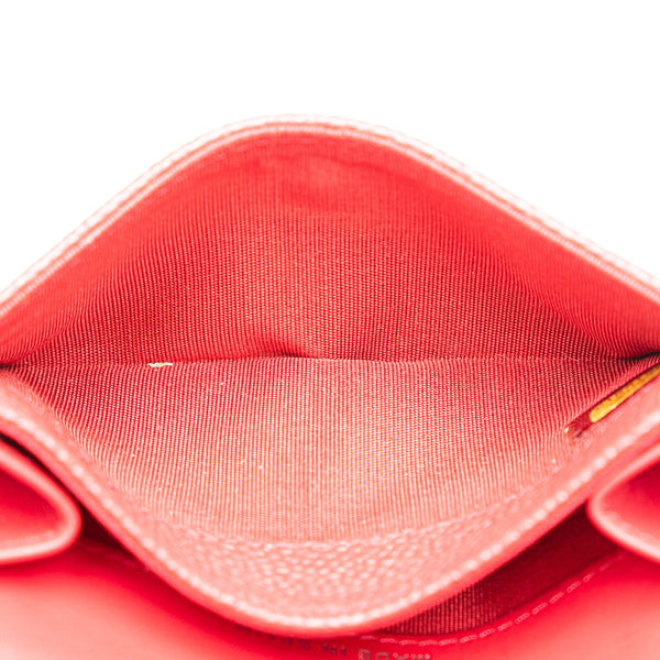 シャネル ココマーク カードケース レッド キャビアスキン レディース CHANEL 【中古】