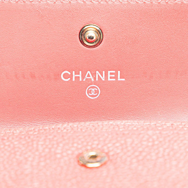 シャネル ココマーク カードケース レッド キャビアスキン レディース CHANEL 【中古】