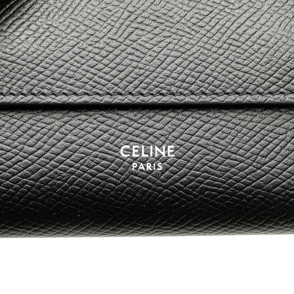 セリーヌ スモール トリフォールド ウォレット 三つ折り財布 ブラック グレインレザー レディース CELINE 【中古】