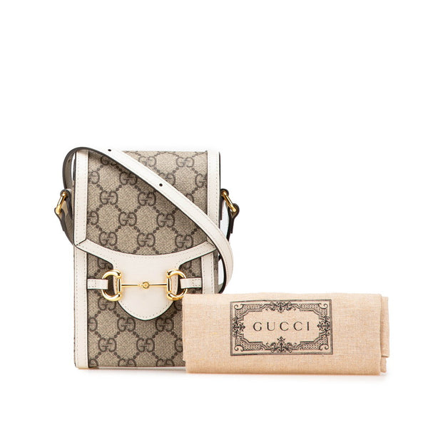 グッチ GGスプリーム ホースビット ショルダーバッグ 625615 ベージュ ホワイト PVC レザー レディース GUCCI 【中古】