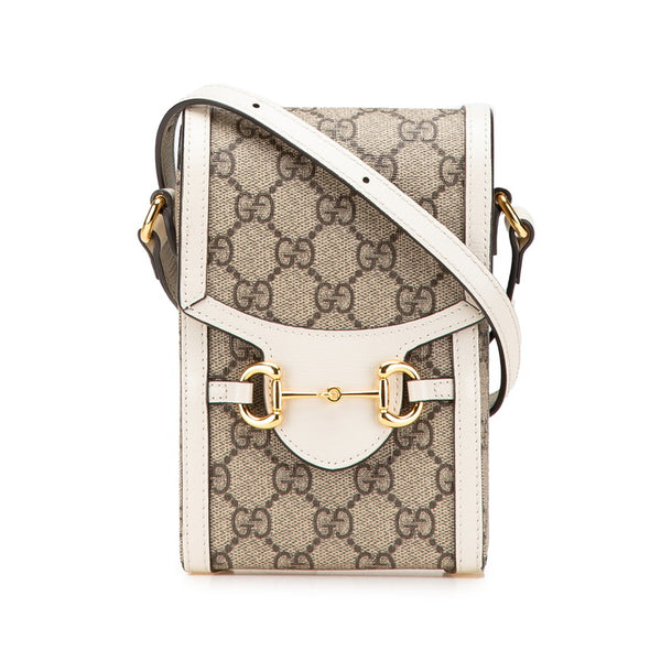 グッチ GGスプリーム ホースビット ショルダーバッグ 625615 ベージュ ホワイト PVC レザー レディース GUCCI 【中古】