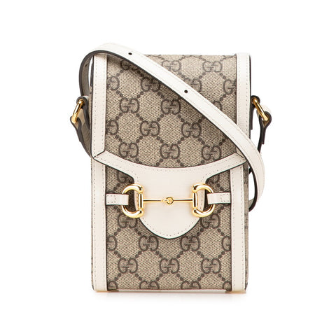 グッチ GGスプリーム ホースビット ショルダーバッグ 625615 ベージュ ホワイト PVC レザー レディース GUCCI 【中古】