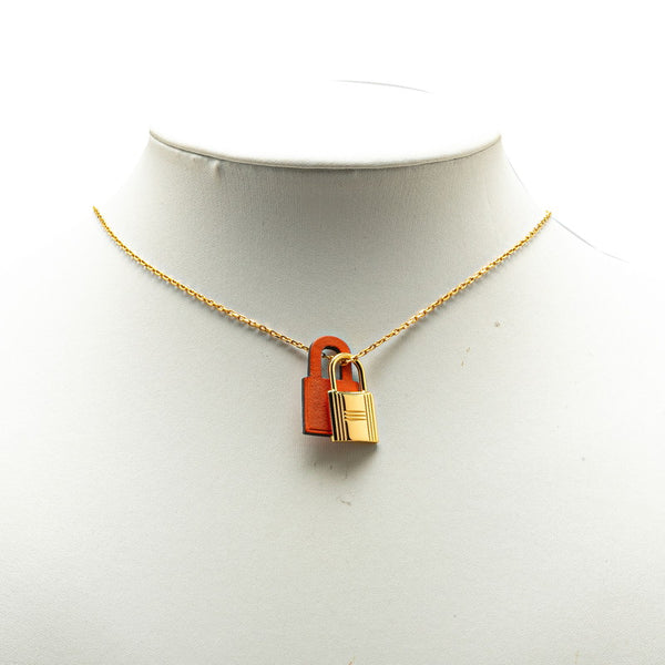 エルメス オーケリーPM ネックレス ゴールド オレンジ メッキ スイフト レディース HERMES 【中古】