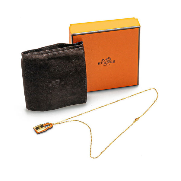 エルメス オーケリーPM ネックレス ゴールド オレンジ メッキ スイフト レディース HERMES 【中古】