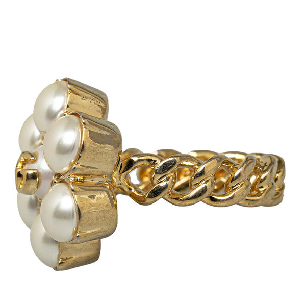 グッチ GG フラワー パール リング 指輪 ゴールド メッキ レディース GUCCI 【中古】