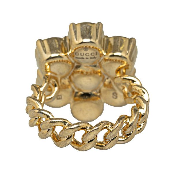 グッチ GG フラワー パール リング 指輪 ゴールド メッキ レディース GUCCI 【中古】