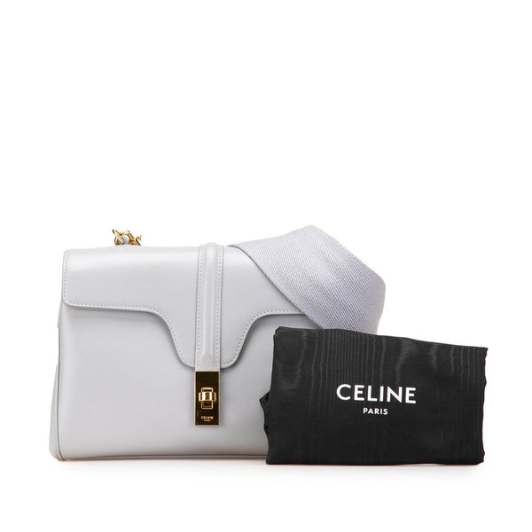 セリーヌ ティーン ソフト16 セーズ 斜め掛け ショルダーバッグ ライトグレー レザー レディース CELINE 【中古】