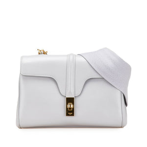 セリーヌ ティーン ソフト16 セーズ 斜め掛け ショルダーバッグ ライトグレー レザー レディース CELINE 【中古】