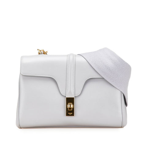 セリーヌ ティーン ソフト16 セーズ 斜め掛け ショルダーバッグ ライトグレー レザー レディース CELINE 【中古】