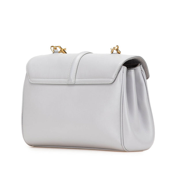セリーヌ ティーン ソフト16 セーズ 斜め掛け ショルダーバッグ ライトグレー レザー レディース CELINE 【中古】
