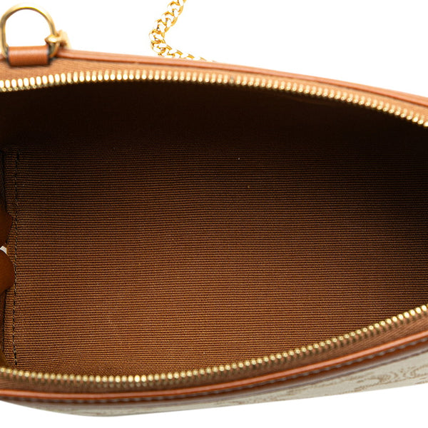 セリーヌ トリオンフ チェーン ショルダーバッグ ホワイト ブラウン ゴールド PVC レザー レディース CELINE 【中古】
