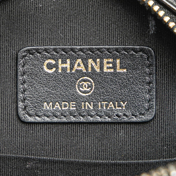 シャネル マトラッセ ココマーク ラウンド ミニ チェーン ショルダーバッグ  ブラック フェイクパール ラムスキン レディース CHANEL 【中古】