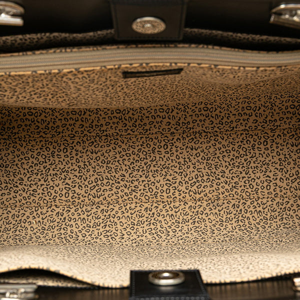 カルティエ パンテール レオパード トートバッグ ブラック レザー レディース CARTIER 【中古】