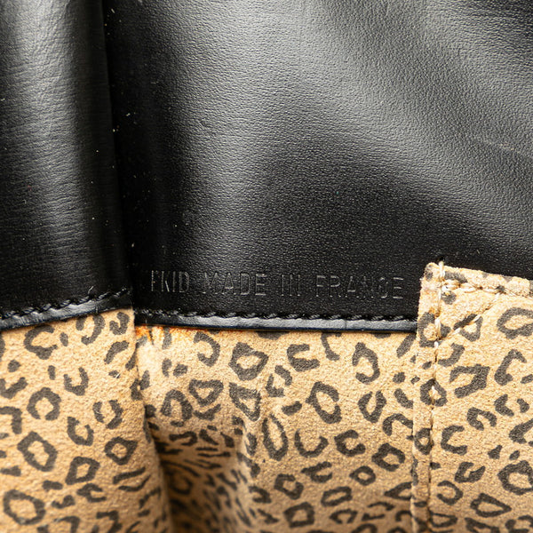 カルティエ パンテール レオパード トートバッグ ブラック レザー レディース CARTIER 【中古】