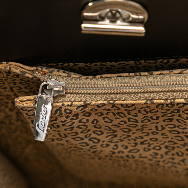 カルティエ パンテール レオパード トートバッグ ブラック レザー レディース CARTIER 【中古】