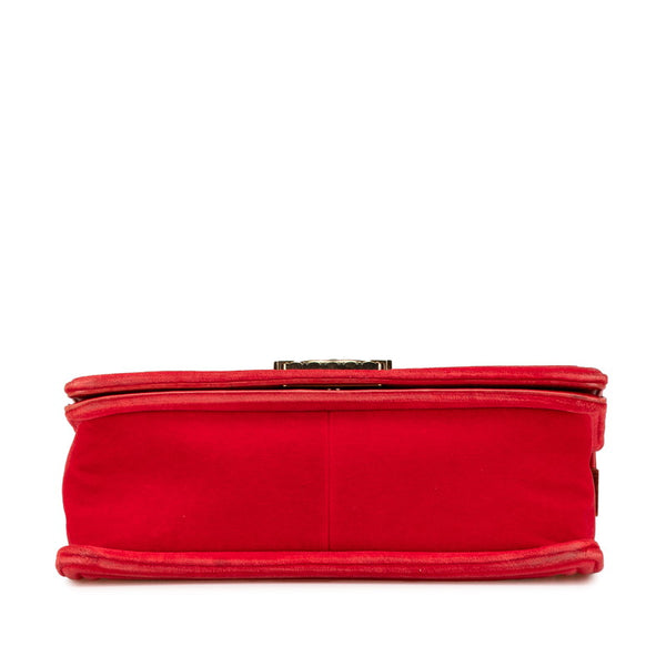 シャネル マトラッセ ボーイシャネル ココマーク チェーン ショルダーバッグ レッド グリーン ベロア レザー レディース CHANEL 【中古】