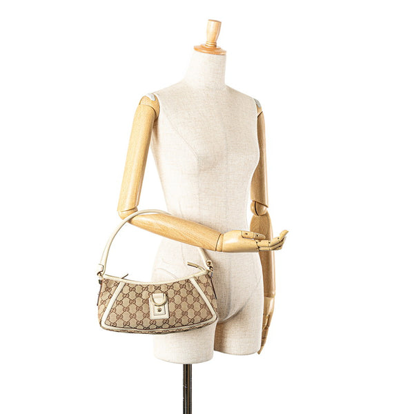 グッチ GGキャンバス アビー ワンショルダーバッグ ハンドバッグ 130939 ベージュ ホワイト キャンバス レザー レディース GUCCI 【中古】