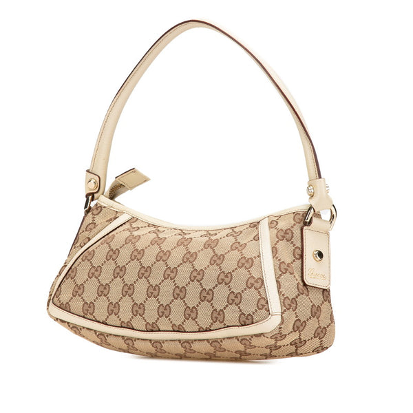 グッチ GGキャンバス アビー ワンショルダーバッグ ハンドバッグ 130939 ベージュ ホワイト キャンバス レザー レディース GUCCI 【中古】