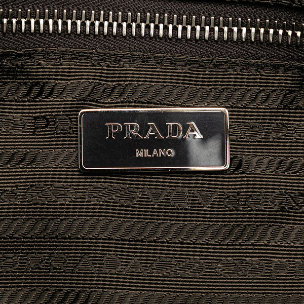 プラダ 三角ロゴプレート トートバッグ ショルダーバッグ 2WAY ベージュ ブラウン キャンバス レザー レディース PRADA 【中古】
