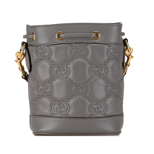 グッチ GGマトラッセ バケットバッグ ショルダーバッグ 728231 グレー レザー レディース GUCCI 【中古】