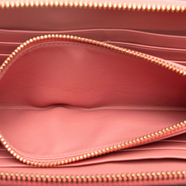 ロエベ アナグラム ラウンドファスナー 長財布 ブラック ピンク レザー レディース LOEWE 【中古】