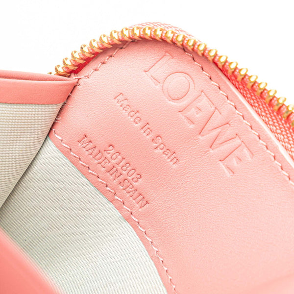 ロエベ アナグラム ラウンドファスナー 長財布 ブラック ピンク レザー レディース LOEWE 【中古】