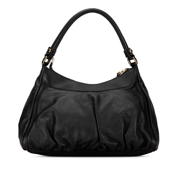 グッチ ロゴ ゴールド金具 ハンドバッグ ブラック レザー レディース GUCCI 【中古】