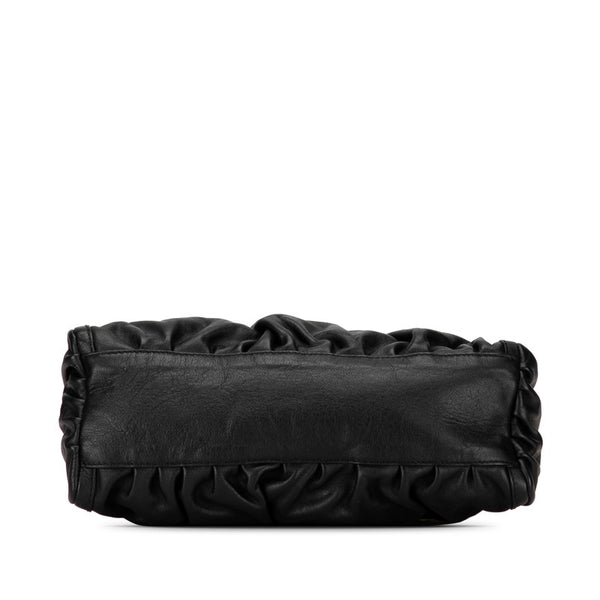 グッチ ロゴ ゴールド金具 ハンドバッグ ブラック レザー レディース GUCCI 【中古】