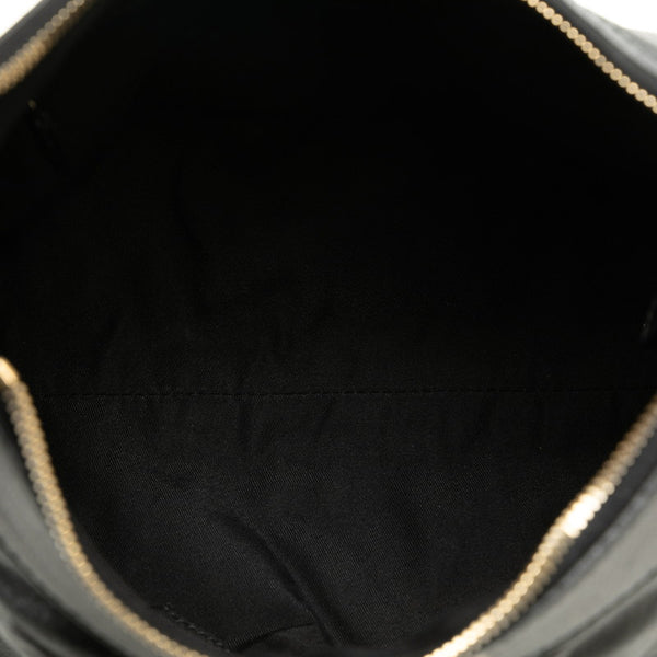 グッチ ロゴ ゴールド金具 ハンドバッグ ブラック レザー レディース GUCCI 【中古】