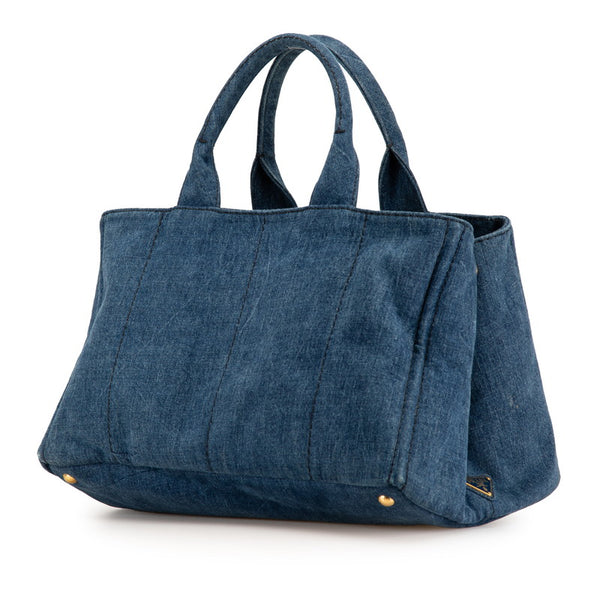 プラダ カナパ ハンドバッグ B2642B インディゴブルー デニム レディース PRADA 【中古】