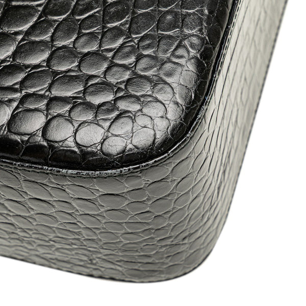 サルヴァトーレフェラガモ ガンチーニ クロコ型押し ショルダーバッグ ブラック レザー レディース Salvatore Ferragamo 【中古】