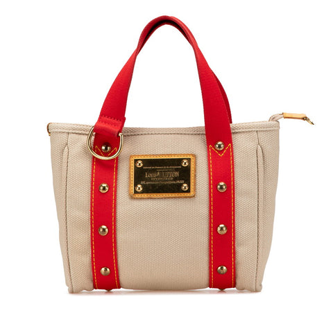 ルイ ヴィトン アンティグア カバPM ハンドバッグ M40038 ベージュ レッド キャンバス レディース LOUIS VUITTON 【中古】