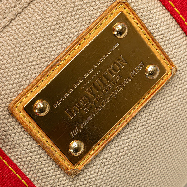 ルイ ヴィトン アンティグア カバPM ハンドバッグ M40038 ベージュ レッド キャンバス レディース LOUIS VUITTON 【中古】