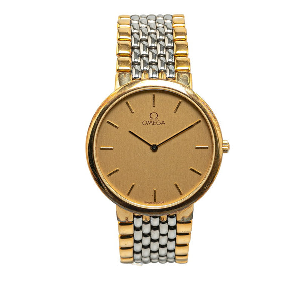 オメガ デビル 腕時計 395.0875.2 クオーツ ゴールド文字盤 ステンレススチール メンズ OMEGA 【中古】