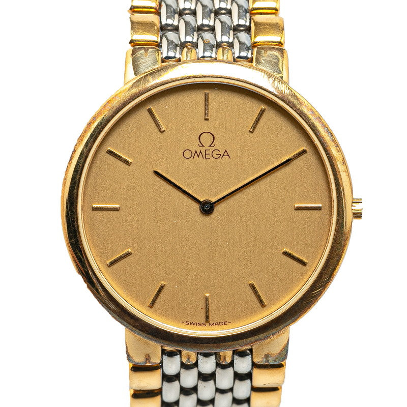 オメガ デビル 腕時計 395.0875.2 クオーツ ゴールド文字盤 ステンレススチール メンズ OMEGA 【中古】