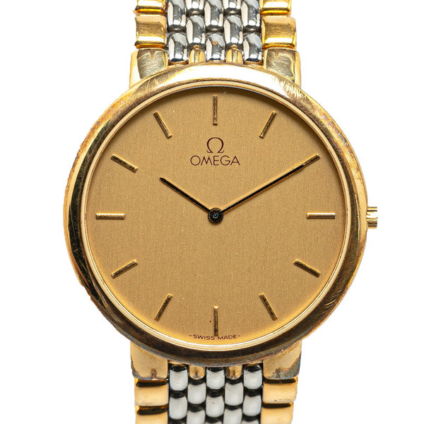 オメガ デビル 腕時計 395.0875.2 クオーツ ゴールド文字盤 ステンレススチール メンズ OMEGA 【中古】