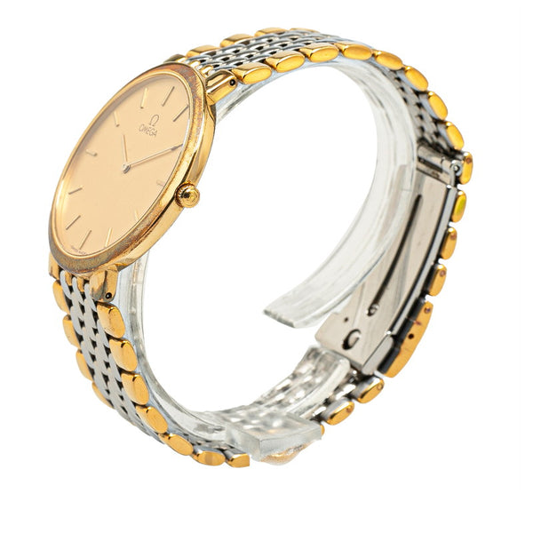 オメガ デビル 腕時計 395.0875.2 クオーツ ゴールド文字盤 ステンレススチール メンズ OMEGA 【中古】