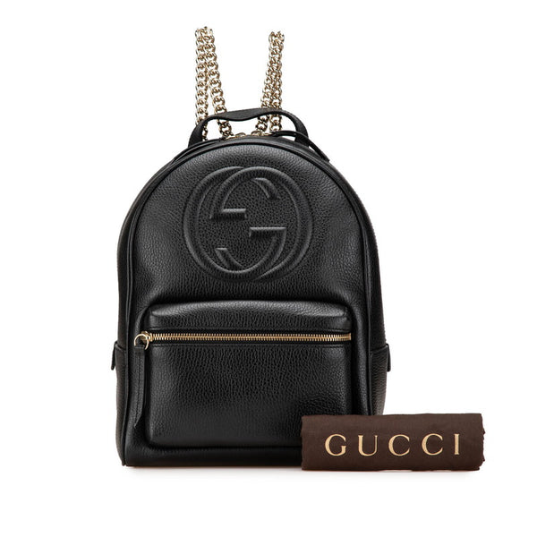 グッチ ソーホー インターロッキングG リュック バックパック 536192 ブラック レザー レディース GUCCI 【中古】