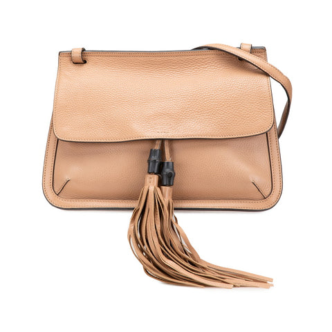 グッチ バンブー デイリー 斜め掛け ショルダーバッグ 370826 ブラウン レザー レディース GUCCI 【中古】
