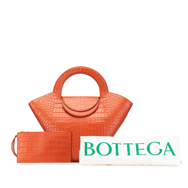 ボッテガヴェネタ ドール クロコダイル型押し ハンドバッグ ブラウン オレンジ系 レザー レディース BOTTEGAVENETA 【中古】