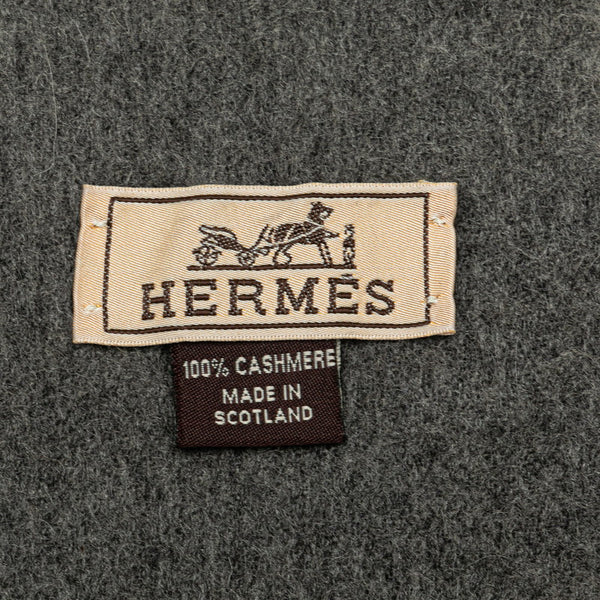 エルメス マフラー グレー カシミヤ レディース HERMES 【中古】