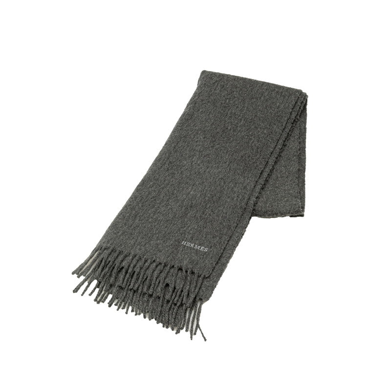 エルメス マフラー グレー カシミヤ レディース HERMES 【中古】