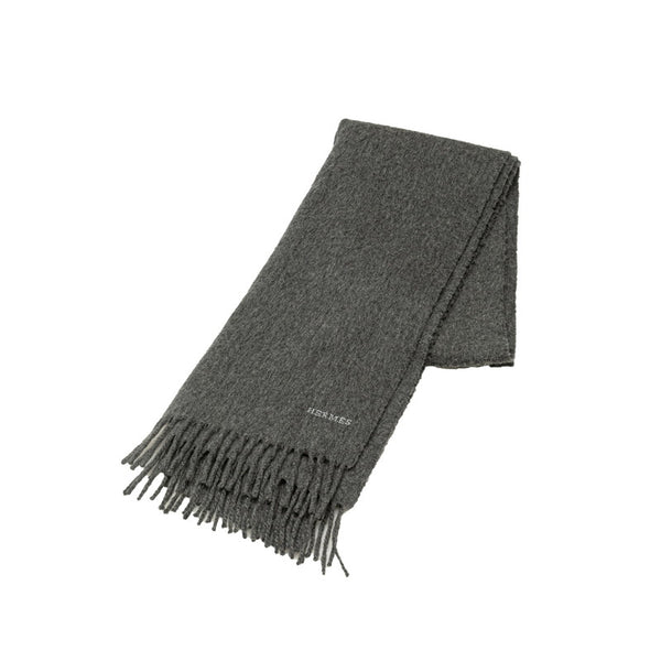 エルメス マフラー グレー カシミヤ レディース HERMES 【中古】