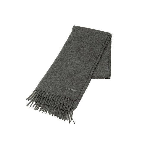 エルメス マフラー グレー カシミヤ レディース HERMES 【中古】
