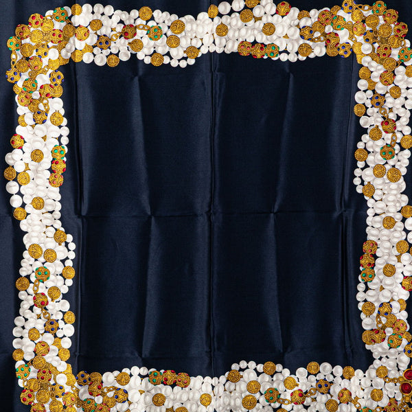 シャネル アクセサリー柄 スカーフ ネイビー マルチカラー シルク レディース CHANEL 【中古】