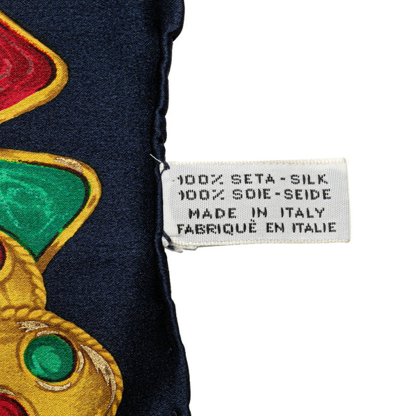 シャネル アクセサリー柄 スカーフ ネイビー マルチカラー シルク レディース CHANEL 【中古】