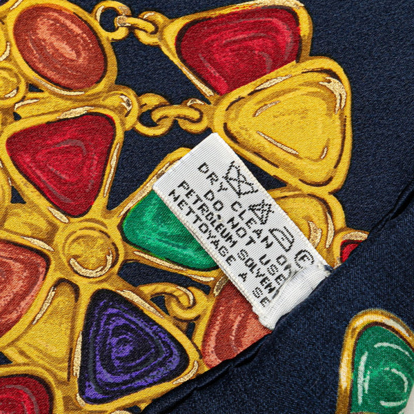 シャネル アクセサリー柄 スカーフ ネイビー マルチカラー シルク レディース CHANEL 【中古】