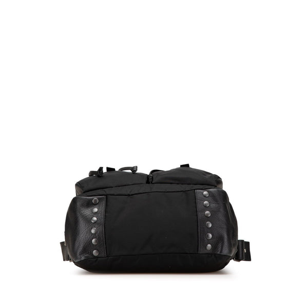 プラダ スタッズ 斜め掛け ショルダーバッグ ブラック ナイロン レザー レディース PRADA 【中古】