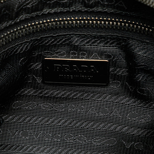 プラダ スタッズ 斜め掛け ショルダーバッグ ブラック ナイロン レザー レディース PRADA 【中古】